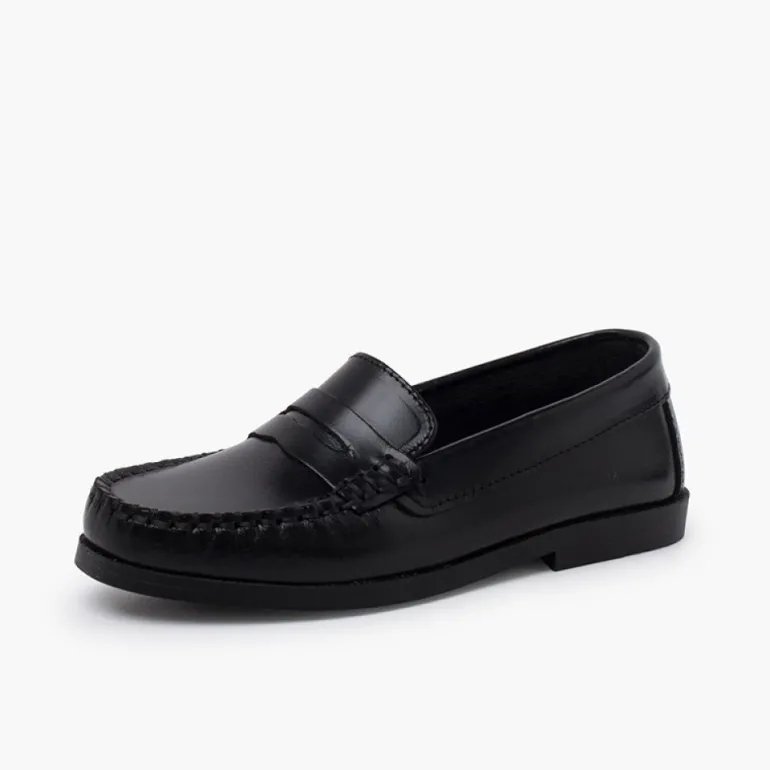 Menino Pisamonas Mocassins Pele