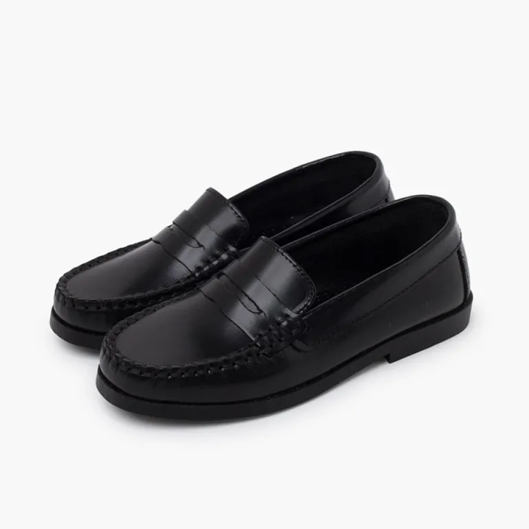 Menino Pisamonas Mocassins Pele
