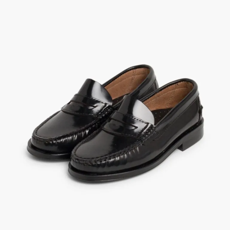 Menino Pisamonas Mocassins Pele