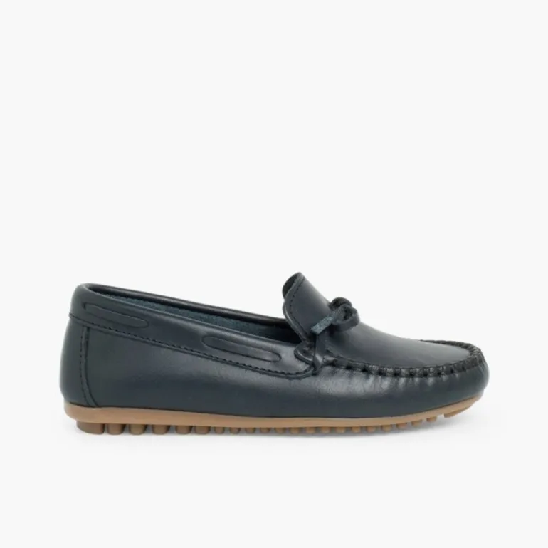 Menino Pisamonas Mocassins Pele Laco