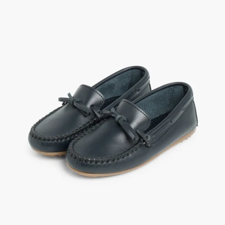 Menino Pisamonas Mocassins Pele Laco