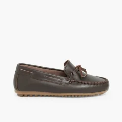 Menino Pisamonas Mocassins Pele Laco