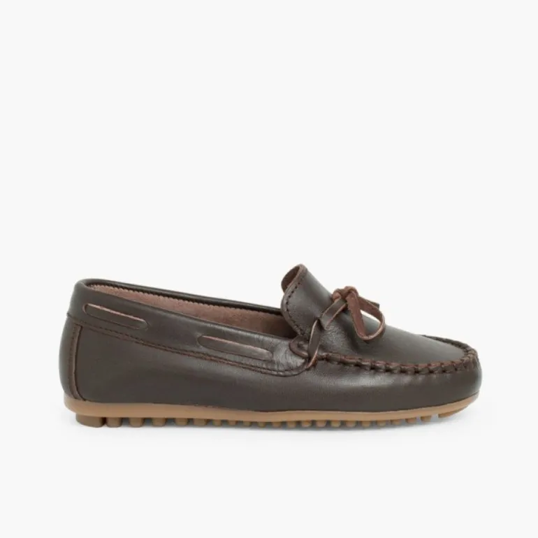 Menino Pisamonas Mocassins Pele Laco