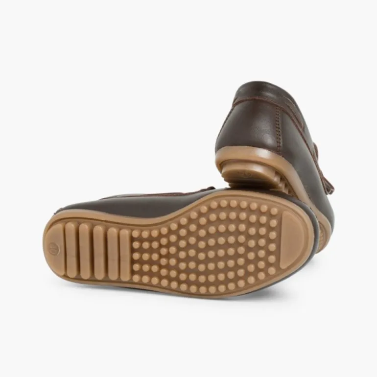 Menino Pisamonas Mocassins Pele Laco