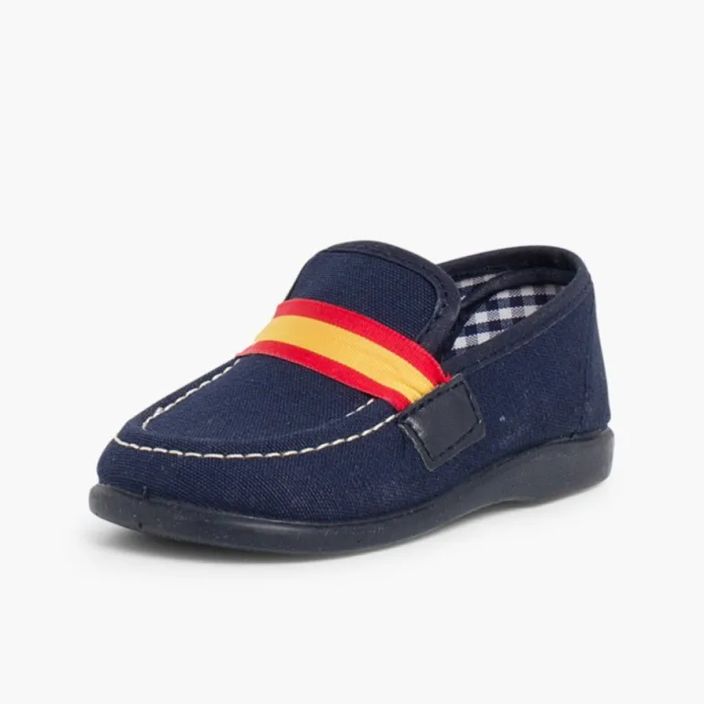 Menino Pisamonas Mocassins Tecido Bandeira Espanha