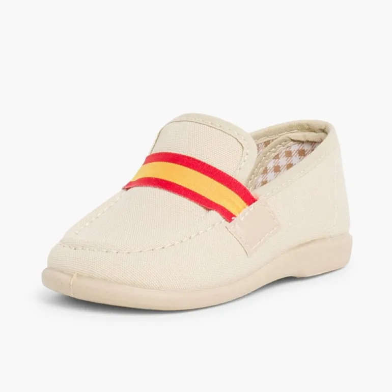 Menino Pisamonas Mocassins Tecido Bandeira Espanha