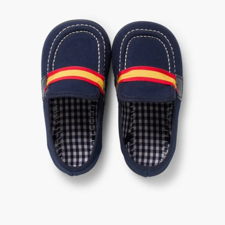 Menino Pisamonas Mocassins Tecido Bandeira Espanha