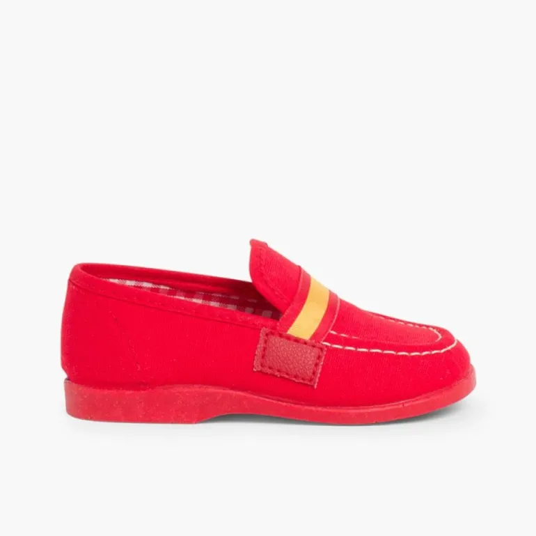 Menino Pisamonas Mocassins Tecido Bandeira Espanha
