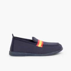Menino Pisamonas Mocassins Tecido Bandeira Espanha Tamanhos Grandes