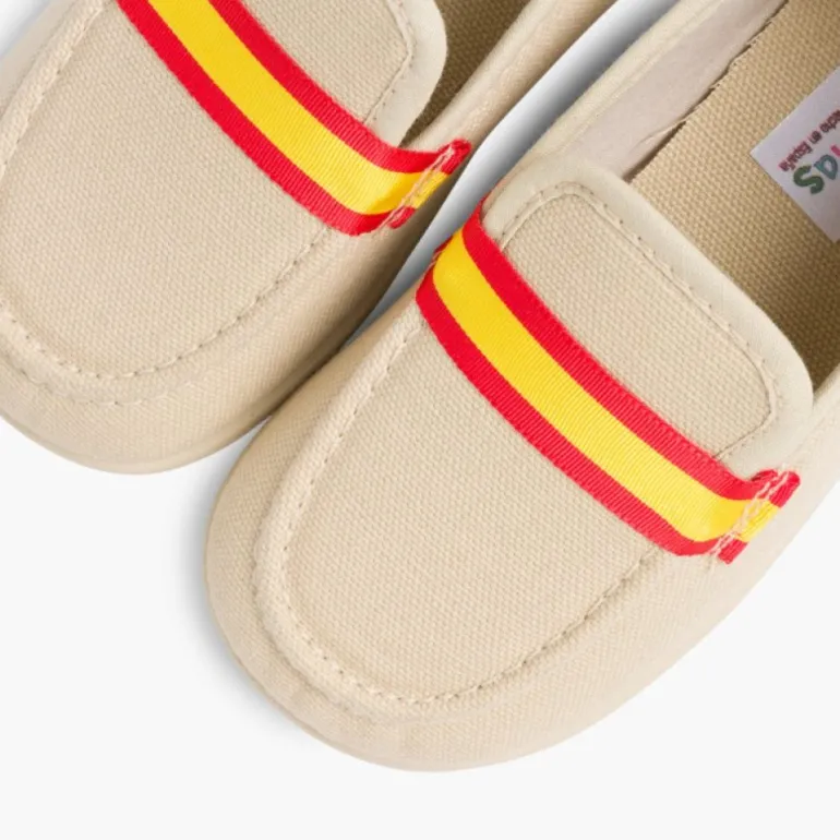 Menino Pisamonas Mocassins Tecido Bandeira Espanha Tamanhos Grandes