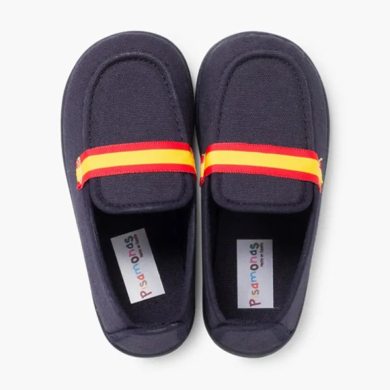 Menino Pisamonas Mocassins Tecido Bandeira Espanha Tamanhos Grandes