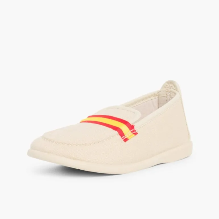 Menino Pisamonas Mocassins Tecido Bandeira Espanha Tamanhos Grandes