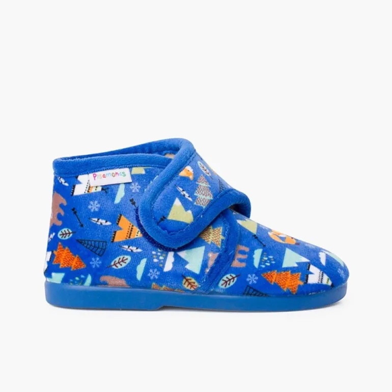 Menino Pisamonas Pantufas Bota Fecho Aderente Estampadas