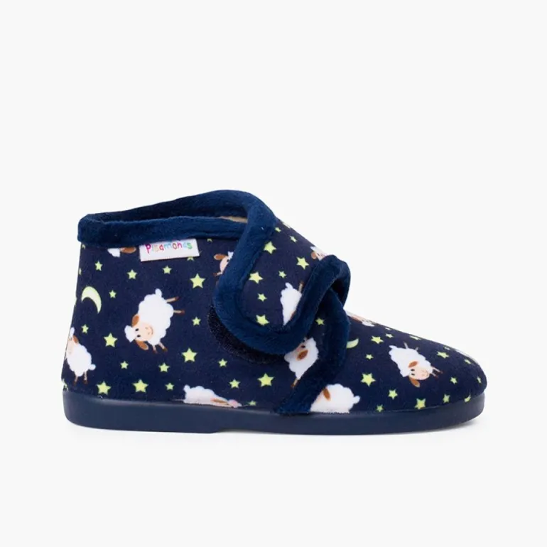 Menino Pisamonas Pantufas Bota Fecho Aderente Estampadas