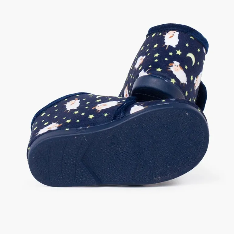 Menino Pisamonas Pantufas Bota Fecho Aderente Estampadas