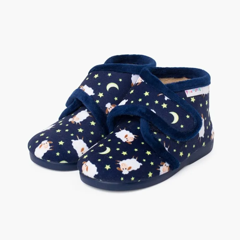 Menino Pisamonas Pantufas Bota Fecho Aderente Estampadas
