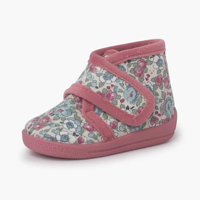 Menino Pisamonas Pantufas Bota Flores Liberty Fecho Aderente