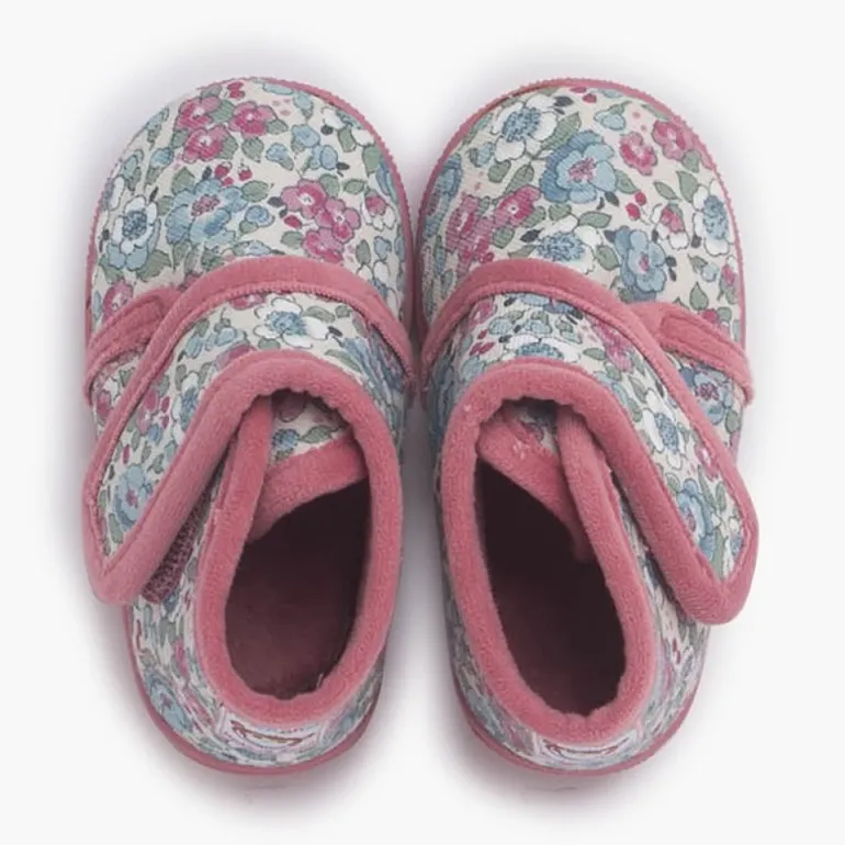 Menino Pisamonas Pantufas Bota Flores Liberty Fecho Aderente