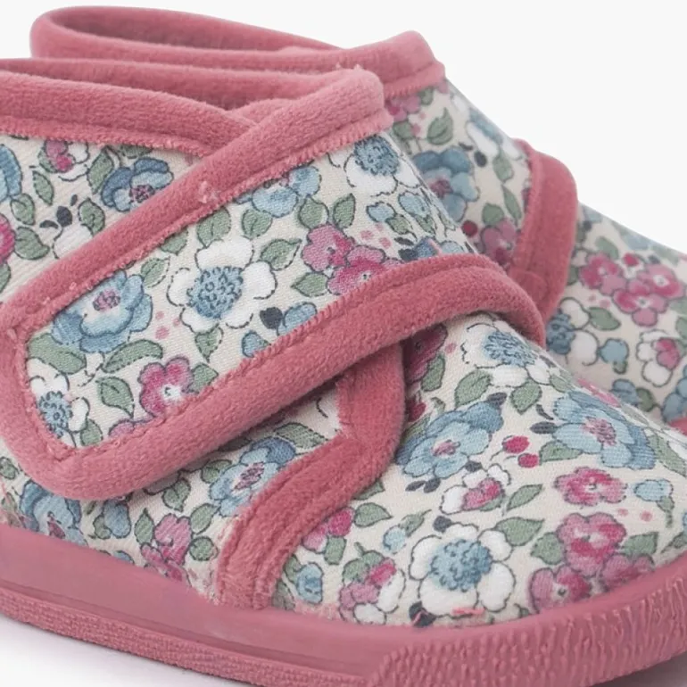 Menino Pisamonas Pantufas Bota Flores Liberty Fecho Aderente
