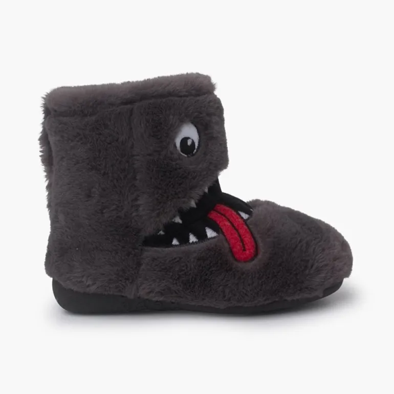 Menina Pisamonas Pantufas Bota Inverno Desenho Monstro