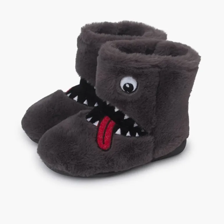 Menina Pisamonas Pantufas Bota Inverno Desenho Monstro