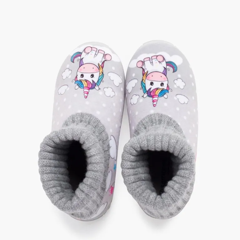 Menino Pisamonas Pantufas Rebordo Meia La Unicornio