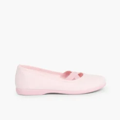 Menina Pisamonas Sabrinas Menina Lona Com Elastico Cruzado Tipo Ballet