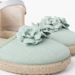 Menina Pisamonas Sandalia Alpargata Flores Tira Pele