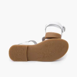 Menina Pisamonas Sandalia Tira Larga Aderente Flor Fecho Fivela