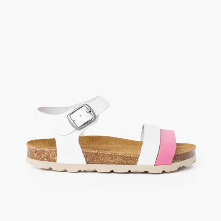 Menina Pisamonas Sandalia Tiras Bicolor Sola Bio Ergonomica