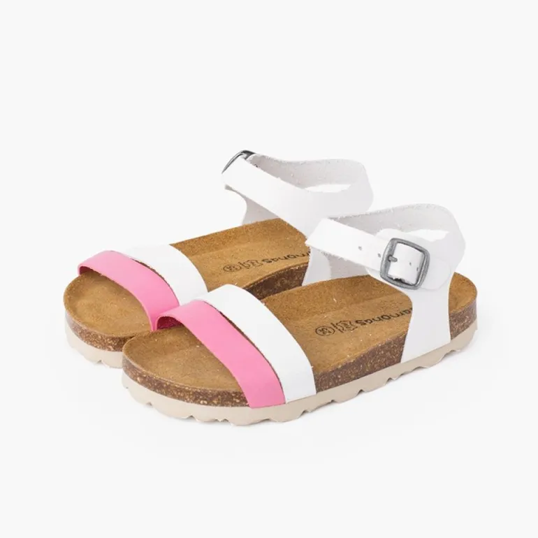 Menina Pisamonas Sandalia Tiras Bicolor Sola Bio Ergonomica