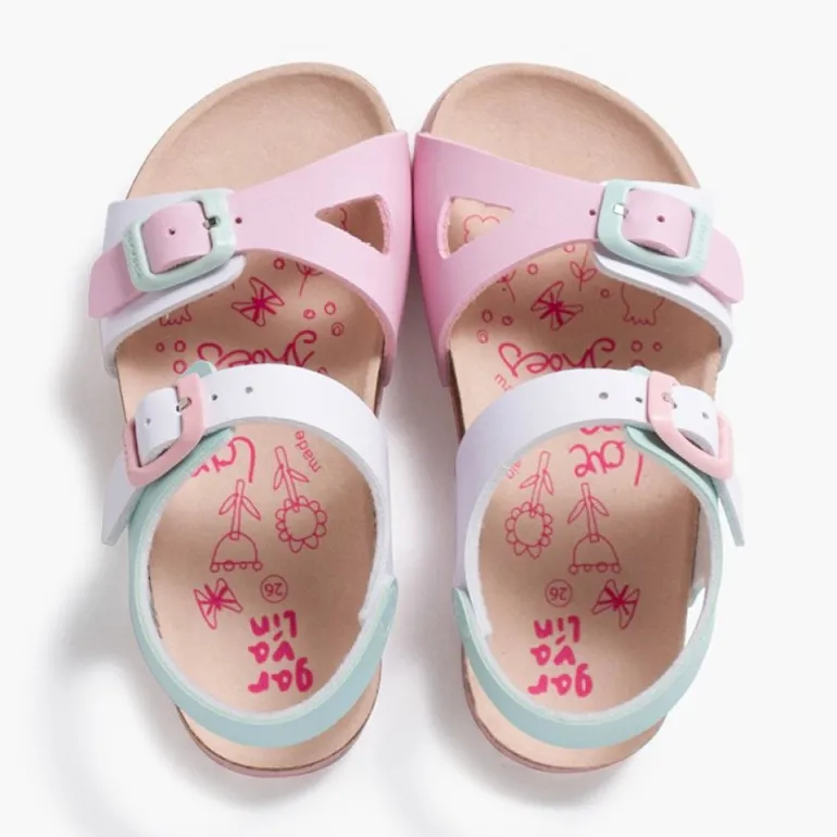 Menina Pisamonas Sandálias Bio Multicolor Dupla Fivela Menina