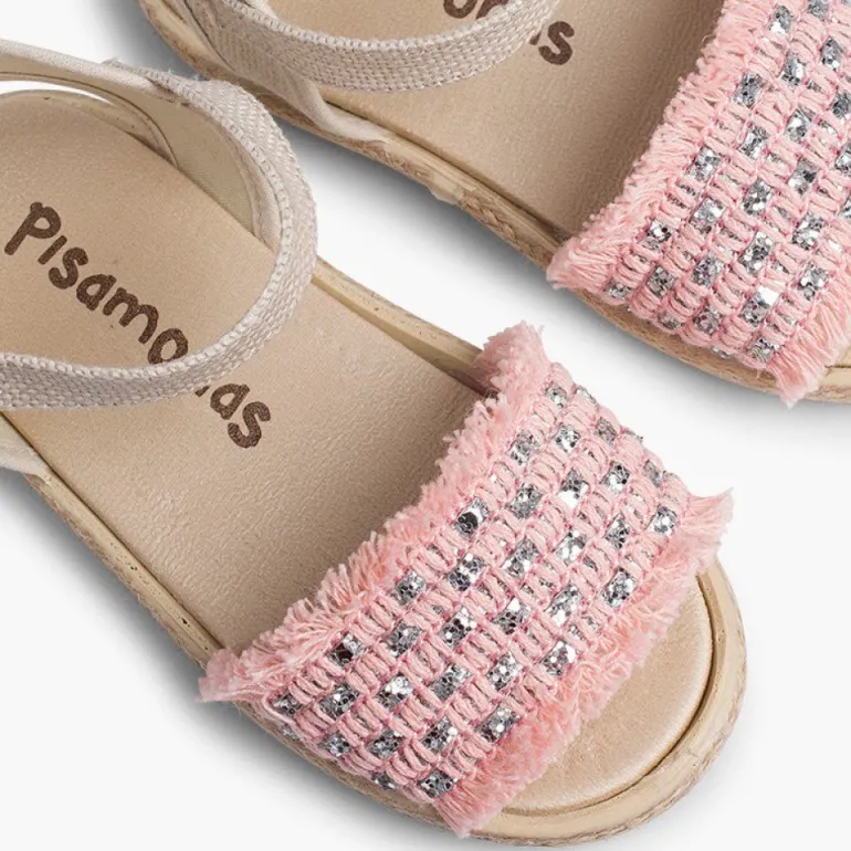 Menina Pisamonas Sandálias Brilhantes Menina Com Franjas