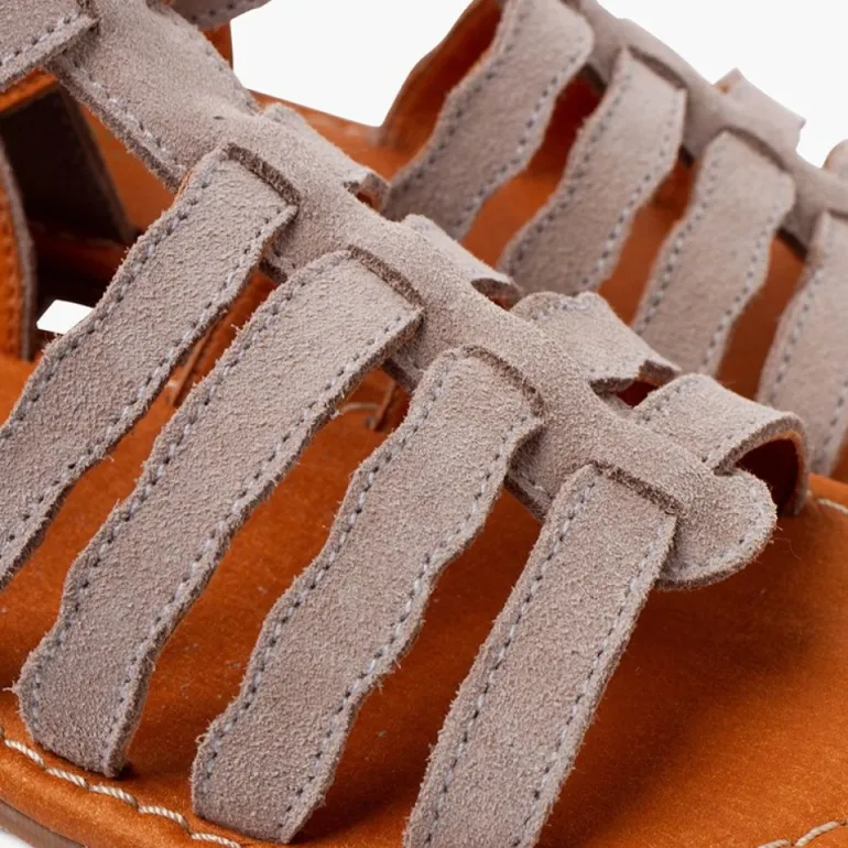 Menina Pisamonas Sandálias Camurca Tipo Gladiador Fivela