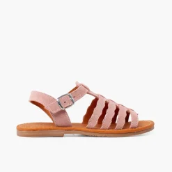 Menina Pisamonas Sandálias Camurca Tipo Gladiador Fivela