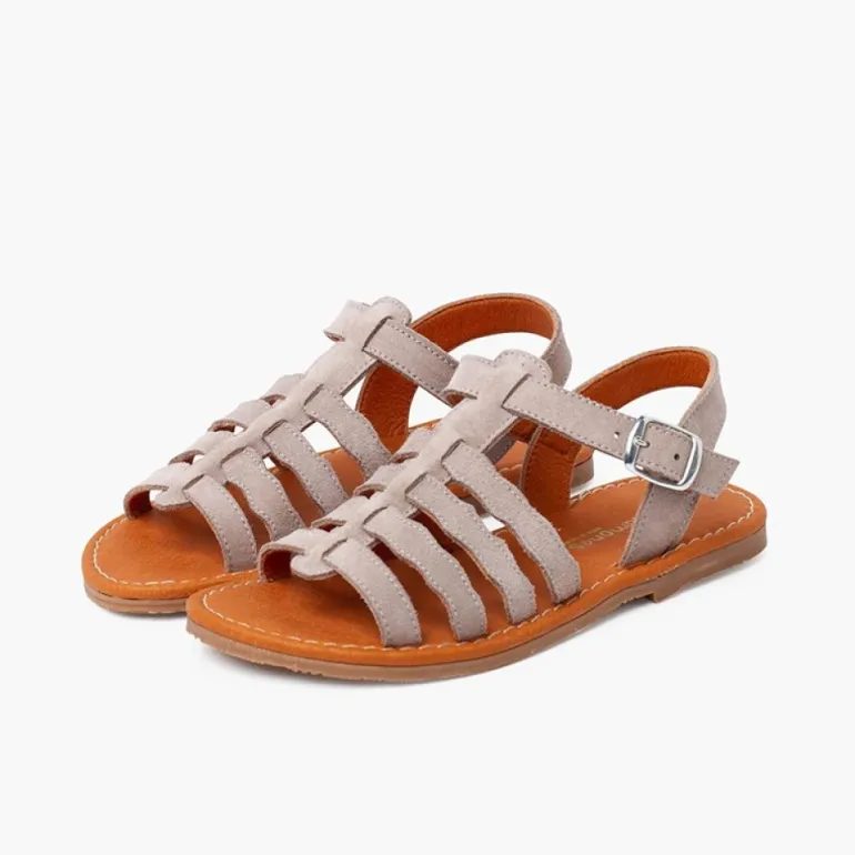 Menina Pisamonas Sandálias Camurca Tipo Gladiador Fivela
