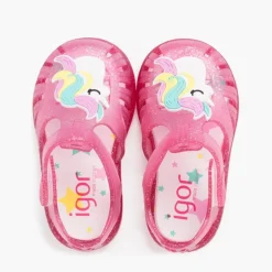 Menino Pisamonas Sandálias De Borracha Glitter Unicornio Tira Aderente