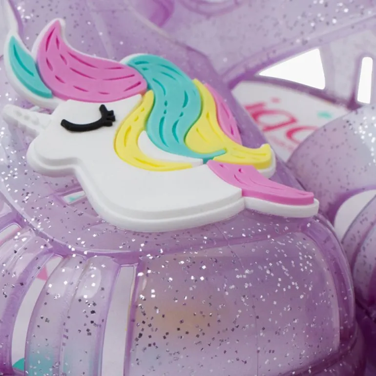 Menino Pisamonas Sandálias De Borracha Glitter Unicornio Tira Aderente