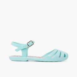 Mulher Pisamonas Sandálias De Borracha Menina Fivela Palmilha Flores