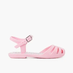 Mulher Pisamonas Sandálias De Borracha Menina Fivela Palmilha Flores