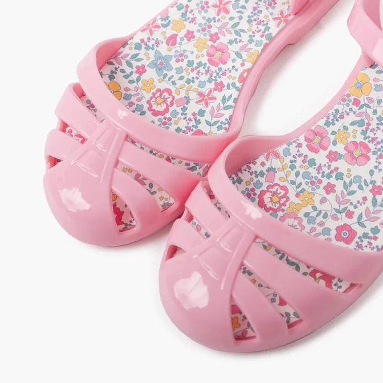 Mulher Pisamonas Sandálias De Borracha Menina Fivela Palmilha Flores