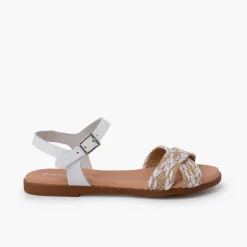 Menina Pisamonas Sandálias Fivela Pala Cruzada Juta