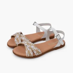 Menina Pisamonas Sandálias Fivela Pala Cruzada Juta