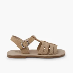 Menina Pisamonas Sandálias Gladiador Pele Gravada