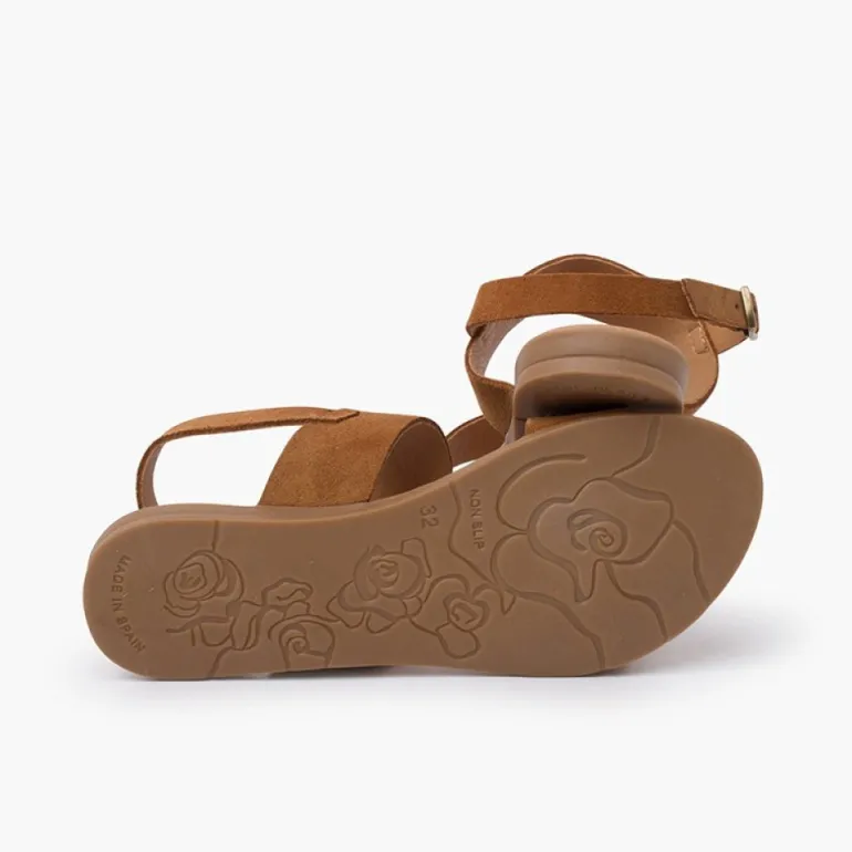 Menina Pisamonas Sandálias Tiras Largas Camurca