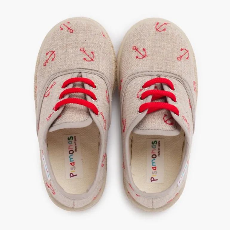 Menina Pisamonas Sapatilhas Ancoras Atacadores De Cores