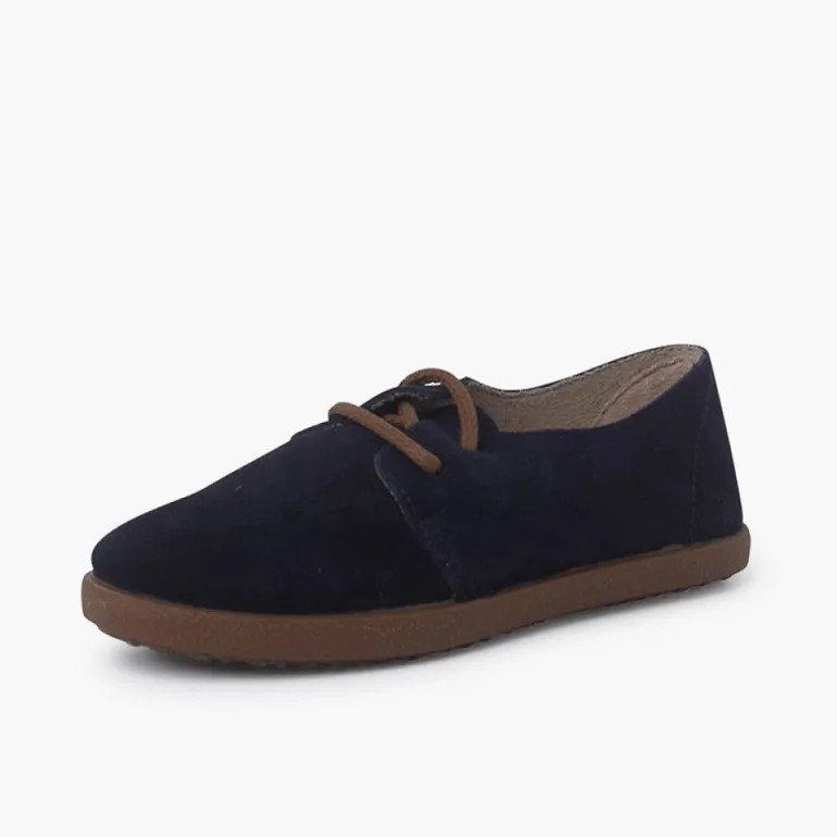 Menina Pisamonas Sapatos Atacadores Camurca Sola Caramelo