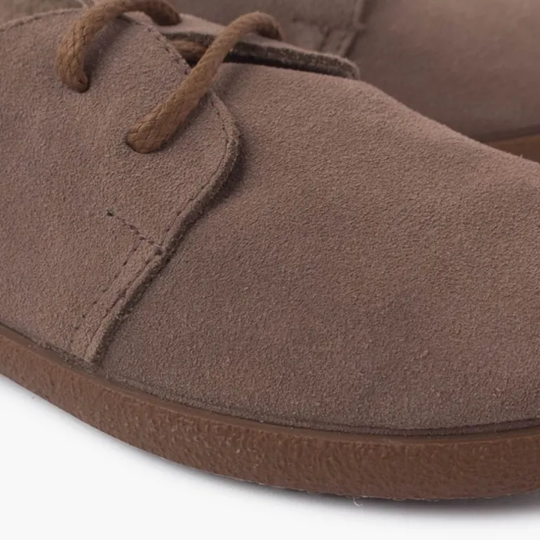 Menina Pisamonas Sapatos Atacadores Camurca Sola Caramelo