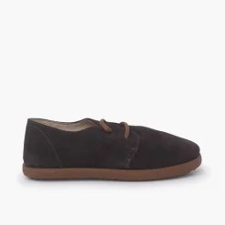 Menina Pisamonas Sapatos Atacadores Camurca Sola Caramelo