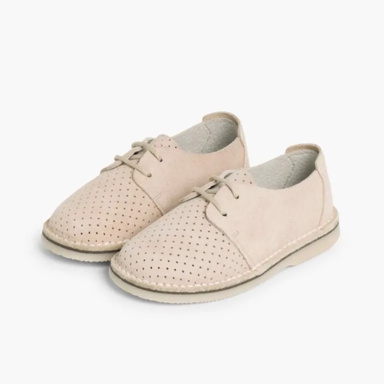 Menino Pisamonas Sapatos Blucher Camurca Com Picotado